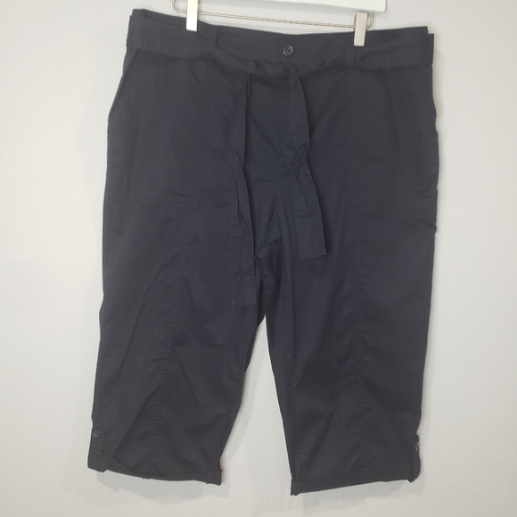 Lane Bryant Belted Utility Poplin Pedal Pants Size 16 in Navy Blue - Picture 2 of 13
